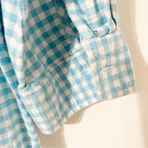 Ralph Lauren Gingham Print Button Front Shirt Dress Ruffled Hem Half Tab Sleeves - Picture 9 of 13